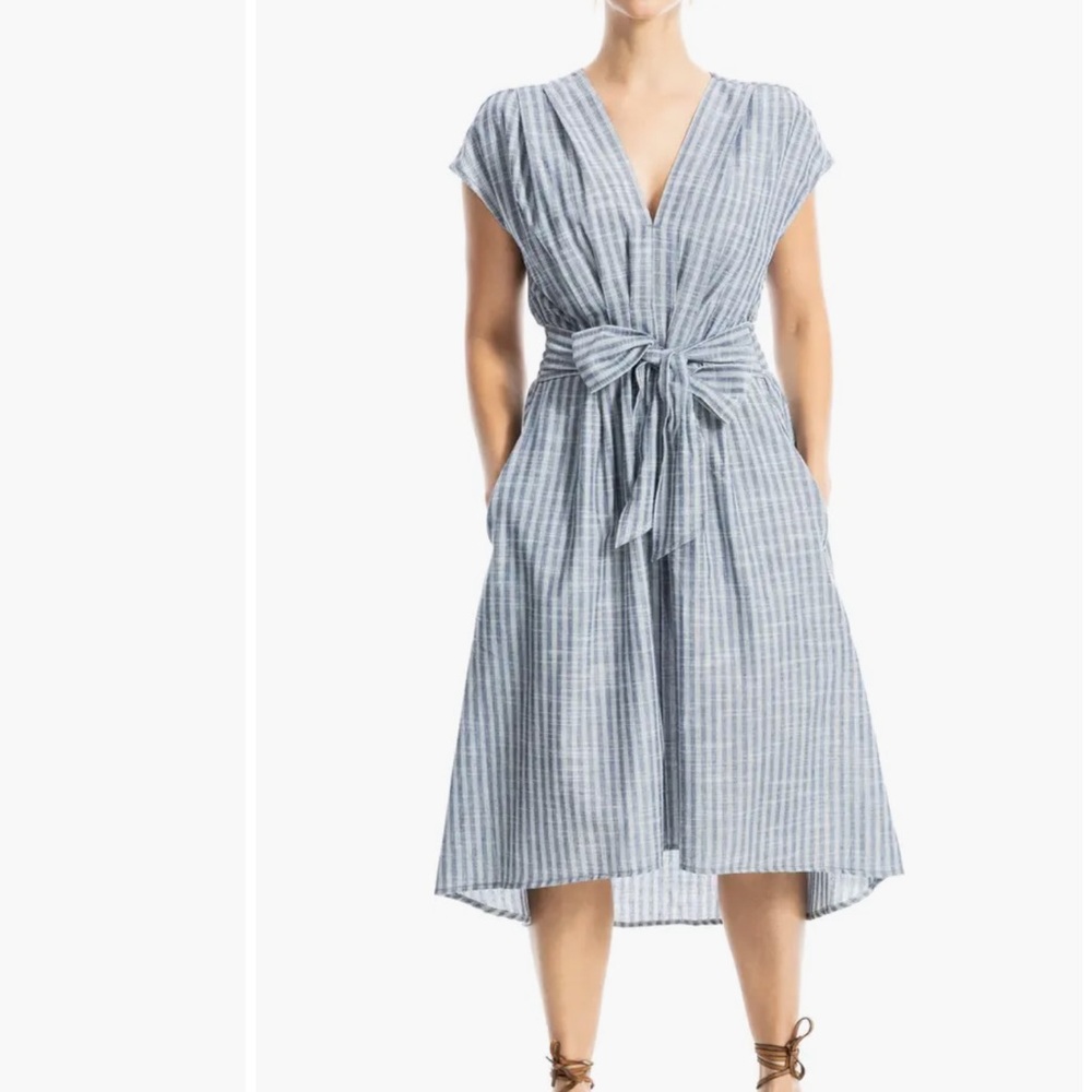 Max Studio Striped Blue Midi Dress